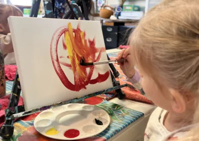 student painting