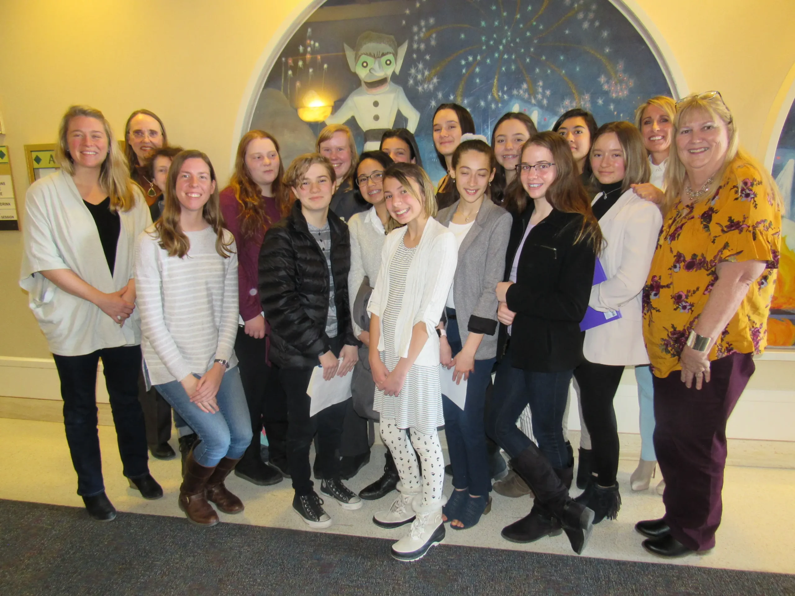 SFGS 8th graders with Rep. Joy Garret 2019