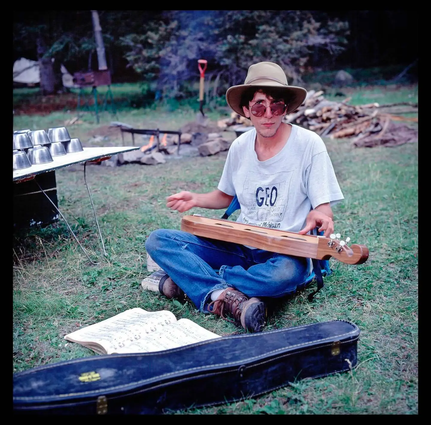 David Salmanson as a trekker with Dulcimer. photo by Bruce 