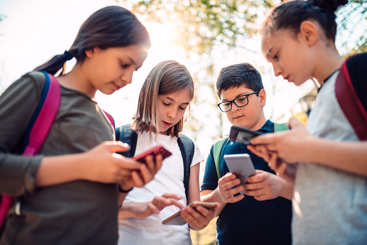 Kids on their smart phones